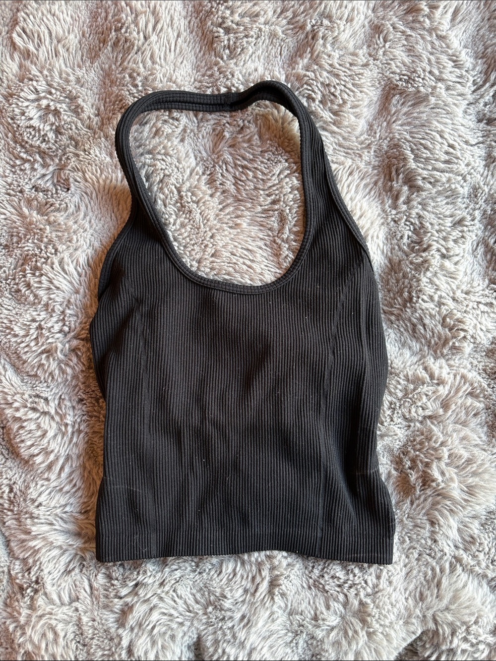 American Eagle Outfitters Black Ribbed Halter Crop